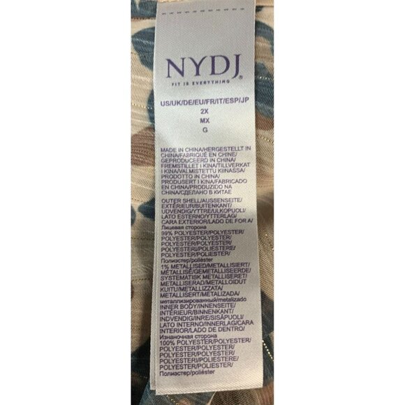 NYDJ Not Your Daughter Blouse Plus 2X Wildcat Metallic Peasant Chiffon Women New - Picture 12 of 14